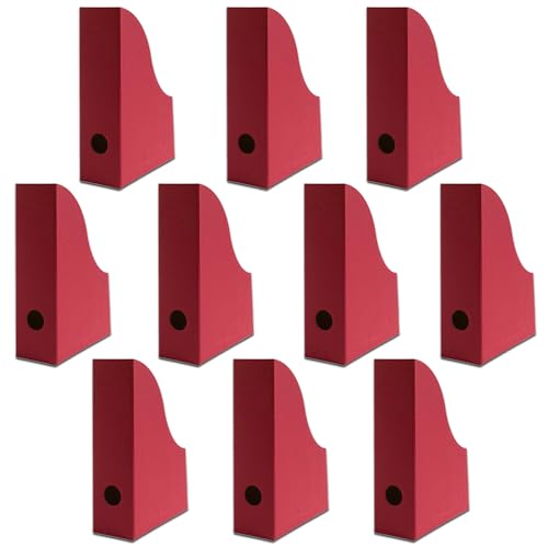 10 x PresentFill®️ Stehsammler Bordeaux Zeitschriftensammler Stehordner für DIN A4 Format aus umweltfreundlichen 100% Recycling Karton - Made in Germany für Schreibtisch, Archiv und Aufbewahrung von Present Fill