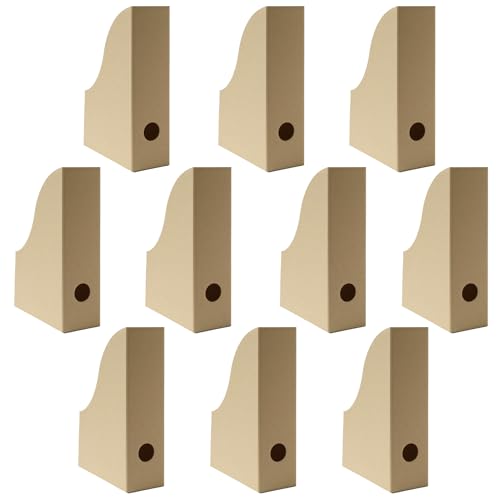 10 x PresentFill®️ Stehsammler Natur Zeitschriftensammler Stehordner für DIN A4 Format aus umweltfreundlichen 100% Recycling Karton - Made in Germany für Schreibtisch, Archiv und Aufbewahrung von Present Fill