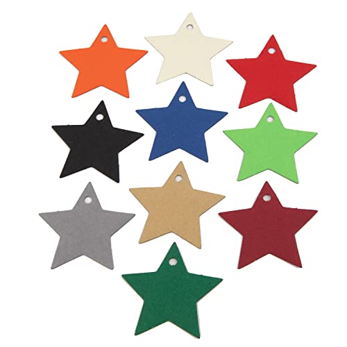 PresentFill extra stark Premium Geschenkanhänger Sterne verschiedenen Farben - 210g/m² Kraftpapier auf E-Welle Karton als Etiketten, Preisschilder, Hängeetiketten, Preisanhänger (200 Stück, Rubin Rot) von Present Fill
