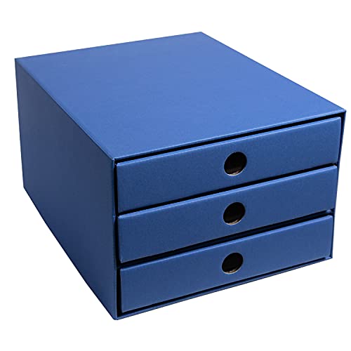 PresentFill® Schubladenbox Pappe Blau - 100% Recycling Karton - Made in Germany - Schubladenturm für DIN A4 Papierablage - stabil stapelbar - Büro Schreibtisch Organizer – Ablagebox -Ordnungsbox von Present Fill