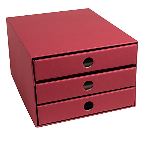 PresentFill® Schubladenbox Pappe Bordeaux - 100% Recycling Karton - Made in Germany - Schubladenturm für DIN A4 Papierablage - stabil stapelbar - Büro Schreibtisch Organizer – Ablagebox - Ordnungsbox von Present Fill