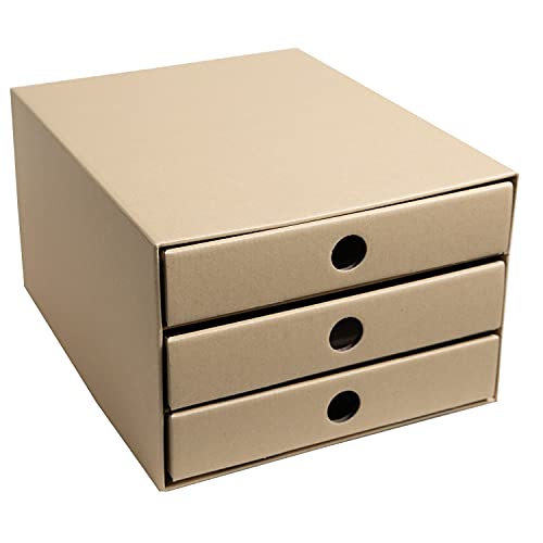 PresentFill® Schubladenbox Pappe - Natur - 100% Recycling Karton - Made in Germany - Schubladenturm für DIN A4 Papierablage - stabil stapelbar - Büro Schreibtisch Organizer – Ablagebox -Ordnungsbox von Present Fill