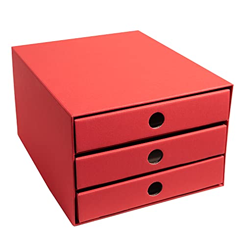 PresentFill® Schubladenbox Pappe - Rot - 100% Recycling Karton - Made in Germany - Schubladenturm für DIN A4 Papierablage - stabil stapelbar - Büro Schreibtisch Organizer – Ablagebox -Ordnungsbox von Present Fill