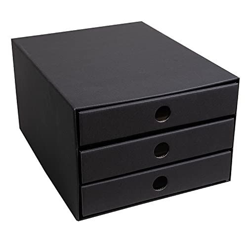 PresentFill® Schubladenbox Pappe - Schwarz - 100% Recycling Karton - Made in Germany - Schubladenturm für DIN A4 Papierablage - stabil stapelbar - Büro Schreibtisch Organizer – Ablagebox -Ordnungsbox von Present Fill