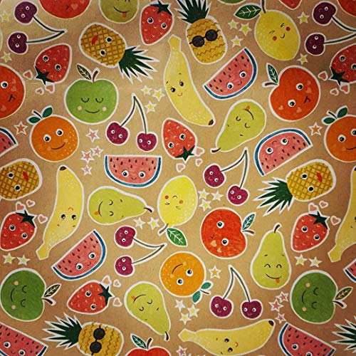 Geschenkpapier - Rolle 70x300cm Ideal für große Geschenke zum Geburtstag/Feier/Party - Premium Qualität verschiedene Designs (Happy Fruit) von Present Paper MaZe