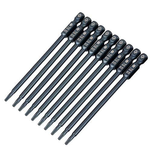 Pretfy 10pcs 100mm 1/4 Hex Shank T10 Magnetic Security Sterns Schraubendreher Bits Kit für Elektrowerkzeuge von Pretfy