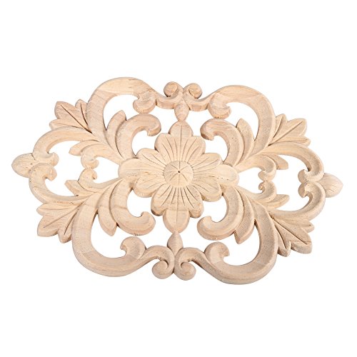 Pretfy 1pc Neues Design Holz Geschnitztes Applikat, Unbemalte Möbeldekor für Heimtür und Schrank (22 * 14 cm) von Pretfy