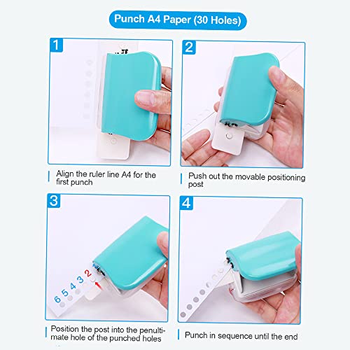 Pretfy 6 Loch Lose Leaf Hole Punch, Metall Hole Puncher, 5 Blech -Kapazität Handheld Puncher für A4 A5 B5 Notebook, mit Creative Punching für Scrapbook Tagebuchplaner (Blau) von Pretfy