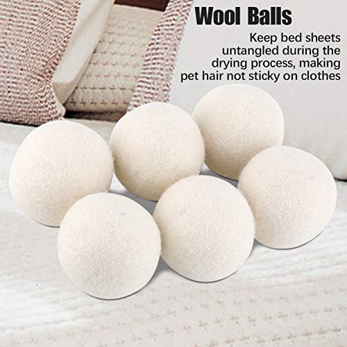 Pretfy 6pcs 6 Cm Natürliche Wollkugeln, Wasserabsorption Eliminiert Einen Statischen Ersatz für Wäsche von Pretfy