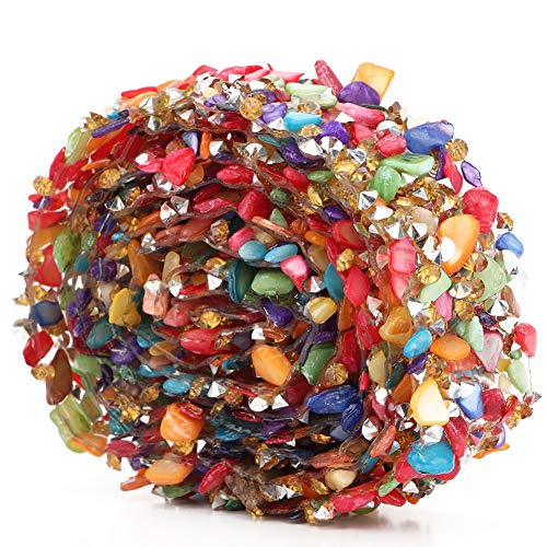 Pretfy Buntes Stones Ribbon Effiziente Komponente DIY -Kleiderhandwerk für das Nähen - Essentialer Ersatzteil (2 cm breit gefärbte Kieskleberstreifen) von Pretfy