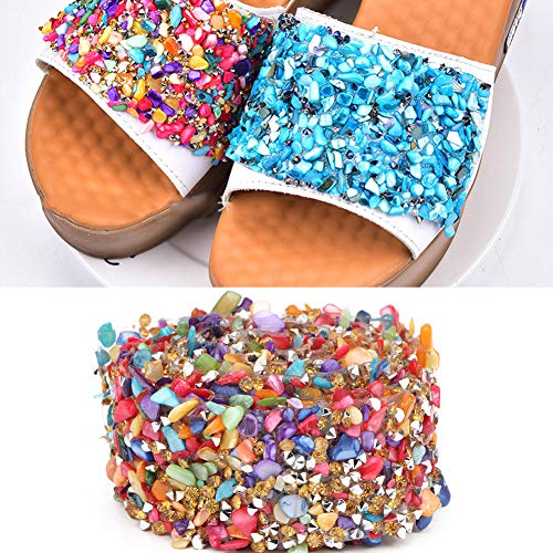 Pretfy Buntes Stones Ribbon Effiziente Komponente DIY -Kleiderhandwerk für das Nähen - Essentialer Ersatzteil (3,5 cm breit gefärbter Kieskleberstreifen) von Pretfy
