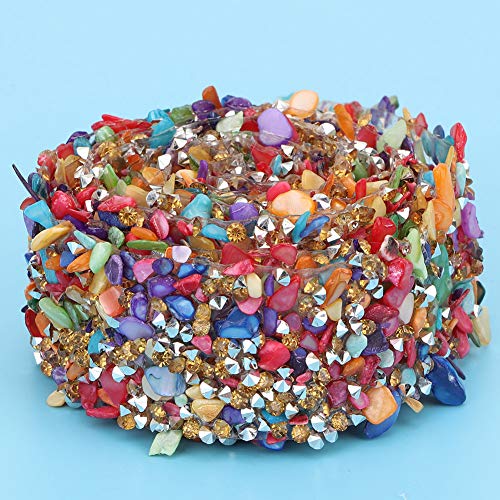 Pretfy Buntes Stones Ribbon Effiziente Komponente DIY -Kleiderhandwerk für das Nähen - Essentialer Ersatzteil (3,5 cm breit gefärbter Kieskleberstreifen) von Pretfy