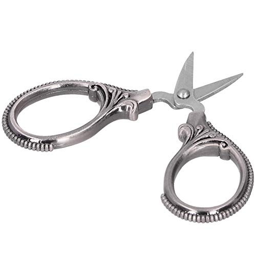 Pretfy Edelstahl Nähen Kompaktes Teil Bequem Kleiner Tragbar für Gewinde Handwerk Stickereigröße Schneide Verschiedene Scheren Nagel Leicht Retro Robust (Silberschwarz) von Pretfy