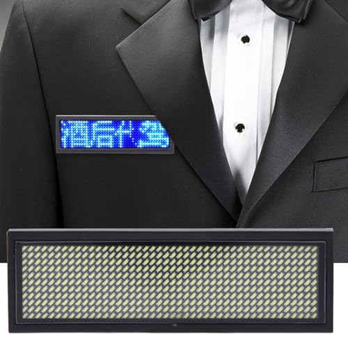 Pretfy LED -Name Abzeichen Vielseitiger Teil Gelber Kunststoff Display Chinesische Nachricht Zeichen Scrolling Sign Abs Verschiedene Weißblau für Tag -Anlässe Professionelle Klasse (Weiß) von Pretfy