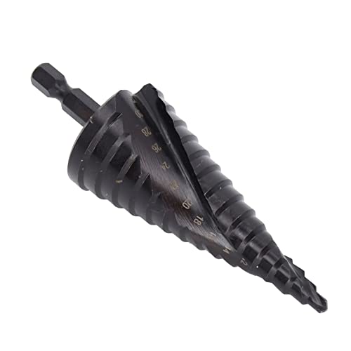 Pretfy Stiefmaschinenbohrer HSS Spiral Groove Pagoda Hole Reamer, Hex Shank -Werkzeug für Metallbohrungen, Schwarz (15 Schritte (4-32 mm)) von Pretfy