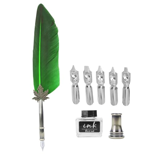 Pretfy Vintage Brunnen Schreiben Kompakte Komponenten Zeichnung Stilvoller Schulbox Quill für Dekor (Grün) von Pretfy