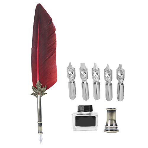 Pretfy Vintage Brunnen Schreiben Kompakte Komponenten Zeichnung Stilvoller Schulbox Quill für Dekor (Rot) von Pretfy