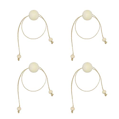 Prettiee Serviettenringe aus handgefertigten natürlichen Holzperlen, für Hochzeiten, Partys, Zuhause, Hotel, Tischdekoration, Abendessen, 12 Stück (C) von Prettiee