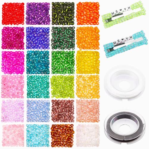 4mm Rocailles Perlen zum Auffädeln, Perlen für Armbänder, 1920 Stück Glasperlen Bunte Perlen Set Bastelperlen mit Elastischen Schnur für Armbänder Halskette Ohrringe Schmuck machen und DIY Handwerk 4mm Rocailles Perlen zum Auffädeln, Perlen für Armbänder, 1920 Stück Glasperlen Bunte Perlen Set Bastelperlen mit Elastischen Schnur für Armbänder Halskette Ohrringe Schmuck machen und DIY Handwerk von Prettme