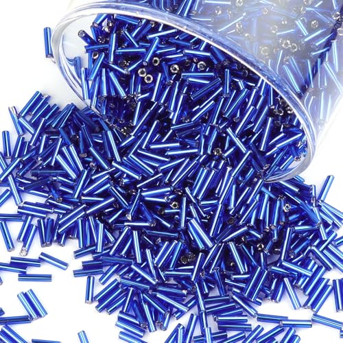 4000 Stück Röhrenperlen 7x2mm Tube Perlen Gerade Röhrchen Bugle Perlen Kleine Glasperlen Bastelperlen für DIY Halskette Ohrring Handwerk Dunkelblau 4000 Stück Röhrenperlen 7x2mm Tube Perlen Gerade Röhrchen Bugle Perlen Kleine Glasperlen Bastelperlen für DIY Halskette Ohrring Handwerk Dunkelblau von Prettme