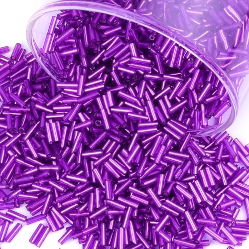 4000 Stück Röhrenperlen 7x2mm Tube Perlen Gerade Röhrchen Bugle Perlen Kleine Glasperlen Bastelperlen für DIY Halskette Ohrring Handwerk Tiefes Violett 4000 Stück Röhrenperlen 7x2mm Tube Perlen Gerade Röhrchen Bugle Perlen Kleine Glasperlen Bastelperlen für DIY Halskette Ohrring Handwerk Tiefes Violett von Prettme