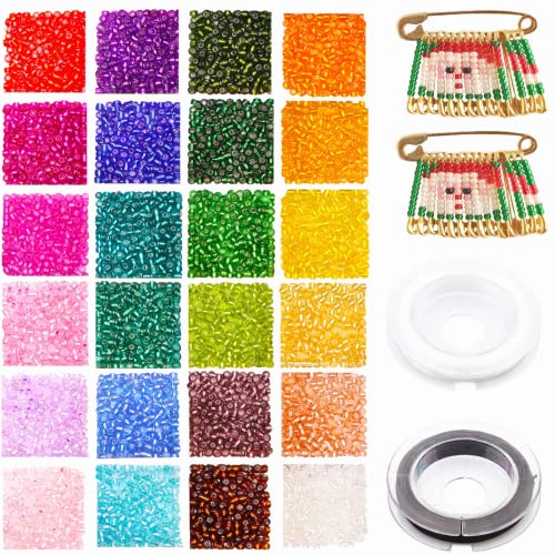 Prettme 3mm Perlen zum Auffädeln, Bunte Perlen für Armbänder, 4800 Stück Rocailles Perlen Glasperlen Bastelperlen Set für DIY Halskette Ohrringe Weihnachten Handwerk weihnachtsdeko von Prettme