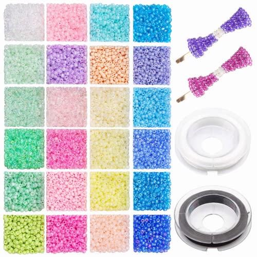4800 Stück Pastell Perlen 3mm für Armbänder, 8/0 Glasperlen zum Auffädeln Rocailles Perlen Bastelperlen Bunte Perlen Set für Halskette Ohrringe Schmuck machen und DIY Handwerk 4800 Stück Pastell Perlen 3mm für Armbänder, 8/0 Glasperlen zum Auffädeln Rocailles Perlen Bastelperlen Bunte Perlen Set für Halskette Ohrringe Schmuck machen und DIY Handwerk von Prettme