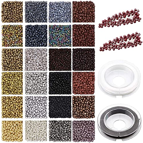 4800 Stück Glasperlen zum Auffädeln Rocailles Perlen 3mm für Schmuckherstellung, Mini Bastelperlen Schmuckperlen mit Elastischen Schnur für Armbänder Halskette Ohrringe Machen und DIY Handwerk von Prettme