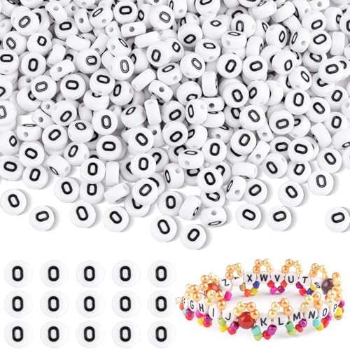 500 Stück Buchstabenperlen O für Armbänder, Rund Buchstaben Perlen zum Auffädeln Letter Beads, Armbänder Selber Machen, für DIY Schmuck und Basteln 500 Stück Buchstabenperlen O für Armbänder, Rund Buchstaben Perlen zum Auffädeln Letter Beads, Armbänder Selber Machen, für DIY Schmuck und Basteln von Prettme