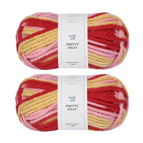 Pretty Jolly 2 Knäuel, sperriges Acrylgarn, weiches, buntes Garn, Häkeln und Stricken, Qualität und mehrfarbig, insgesamt 100 g × 2/73 m × 2 (Farbe A) von Pretty Jolly