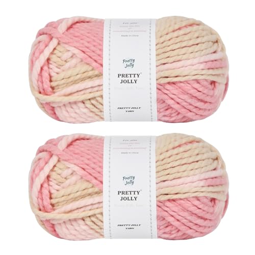 Pretty Jolly 2 Knäuel, sperriges Acrylgarn, weiches, buntes Garn, Häkeln und Stricken, Qualität und mehrfarbig, insgesamt 100 g × 2/73 m × 2 (Pfirsichblüte) von Pretty Jolly