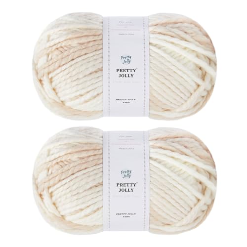 Pretty Jolly 2 Knäuel, sperriges Acrylgarn, weiches, buntes Garn, Häkeln und Stricken, Qualität und mehrfarbig, insgesamt 150 g × 2/110 m × 2 (Laurel White) von Pretty Jolly