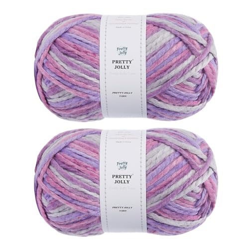 Pretty Jolly 2 Knäuel, sperriges Acrylgarn, weiches, buntes Garn, Häkeln und Stricken, Qualität und mehrfarbig, insgesamt 150 g × 2/110 m × 2 (Trauben) von Pretty Jolly