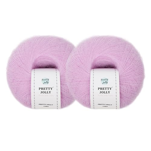 Pretty Jolly 2 Knäuel, weiches Mohair-Garn, flauschig und flauschig, luxuriös und dünn, Slik-Woll-Mischgarn zum Häkeln und Stricken, insgesamt 20 g × 2, 300 m × 2 (First Blush) von Pretty Jolly