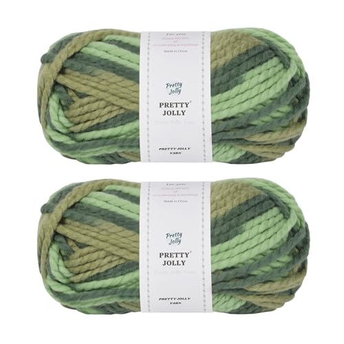 Pretty Jolly 2 Knäuel sperriges Acrylgarn, weiches, buntes Garn, Häkeln und Stricken, Qualität und mehrfarbig, insgesamt 100 g × 2/73 m × 2 (grüner Farbverlauf) von Pretty Jolly