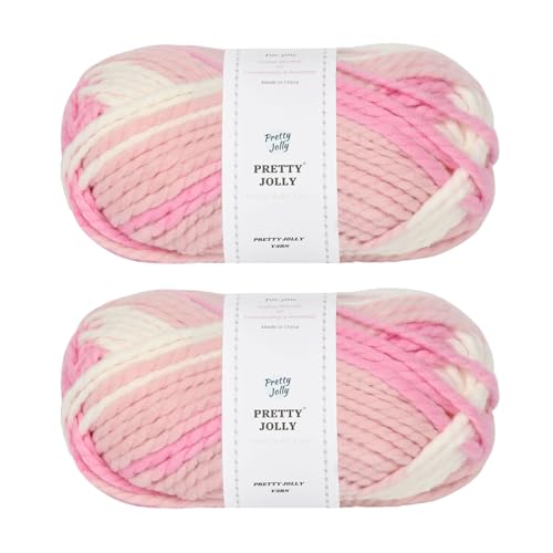Pretty Jolly 2 Knäuel sperriges Acrylgarn, weiches, buntes Garn, Häkeln und Stricken, Qualität und mehrfarbig, insgesamt 100 g × 2/73 m × 2 (rosa Farbverlauf) von Pretty Jolly