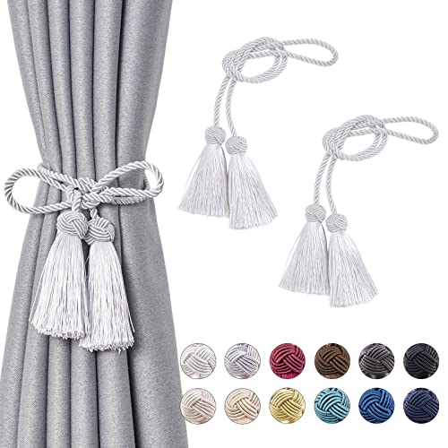 Pretty Jolly 2 Stück doppelte Quaste Vorhang Raffhalter handgemachte Seil Knoten drapieren Raffhalter Krawatte zurück Elegante dekorative Vorhanghalter für Haus & Büro Fenster Draperie (Silber Grau) Pretty Jolly 2 Stück doppelte Quaste Vorhang Raffhalter handgemachte Seil Knoten drapieren Raffhalter Krawatte zurück Elegante dekorative Vorhanghalter für Haus & Büro Fenster Draperie (Silber Grau) von Pretty Jolly