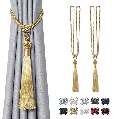 Pretty Jolly Langen Quasten Vorhang-Raffhalter Handmade geflochtene Seil Knoten drapierte Raffhalter Elegante dekorative Vorhanghalter für Zuhause und Büro, Gold, 2 Stück Pretty Jolly Langen Quasten Vorhang-Raffhalter Handmade geflochtene Seil Knoten drapierte Raffhalter Elegante dekorative Vorhanghalter für Zuhause und Büro, Gold, 2 Stück von Pretty Jolly