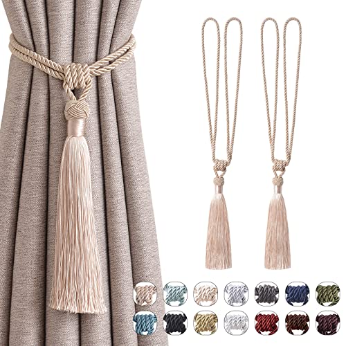 Pretty Jolly Langen Quasten Vorhang-Raffhalter Handmade geflochtene Seil Knoten drapierte Raffhalter Elegante dekorative Vorhanghalter für Zuhause und Büro, Dunkelbeige, 2 Stück Pretty Jolly Langen Quasten Vorhang-Raffhalter Handmade geflochtene Seil Knoten drapierte Raffhalter Elegante dekorative Vorhanghalter für Zuhause und Büro, Dunkelbeige, 2 Stück von Pretty Jolly