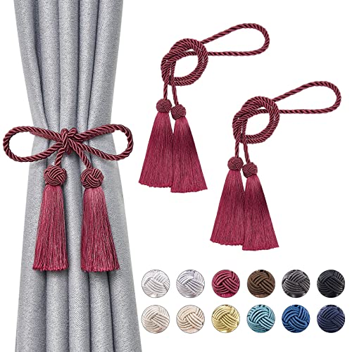 Pretty Jolly 2 Stück doppelte Quaste Vorhang Raffhalter handgemachte Seil Knoten drapieren Raffhalter Krawatte zurück Elegante dekorative Vorhanghalter für Haus & Büro Fenster Draperie (Weinrot) Pretty Jolly 2 Stück doppelte Quaste Vorhang Raffhalter handgemachte Seil Knoten drapieren Raffhalter Krawatte zurück Elegante dekorative Vorhanghalter für Haus & Büro Fenster Draperie (Weinrot) von Pretty Jolly