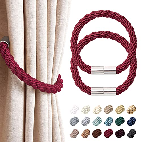 Pretty Jolly 2 Stück starke magnetische Vorhang-Raffhalter, moderner, einfacher Stil, Vorhanghalter, praktisch, dekoratives Gewebe, für dünne oder dicke Fenstervorhänge für Zuhause und Büro (weinrot) von Pretty Jolly