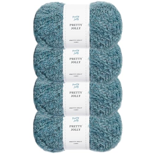 Pretty Jolly 4 Knäuel Schlaufengarn - Weiches Bouclé-Garn Mit Kleiner Schlaufe für Bastelarbeiten, Häkeln, Stricken - Fingergewicht, 4 x 140 m Gesamtlänge von Pretty Jolly