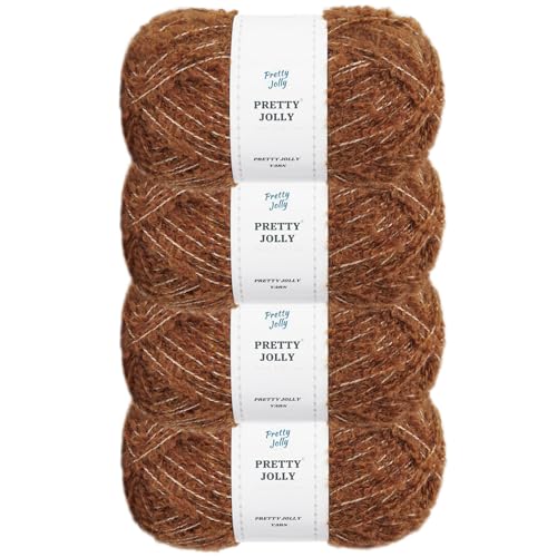 Pretty Jolly 4 Knäuel Schlaufengarn - Weiches Bouclé-Garn Mit Kleiner Schlaufe für Bastelarbeiten, Häkeln, Stricken - Modegarn, Fingergewicht, 4 x 140 m von Pretty Jolly