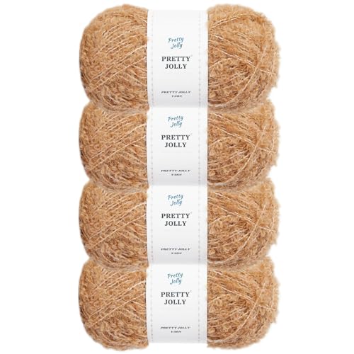 Pretty Jolly 4 Knäuel Schlaufengarn - Weiches Bouclé-Garn Mit Kleiner Schlaufe für Bastelarbeiten, Häkeln, Stricken - Modegarn, Fingergewicht, 4 x 140 m von Pretty Jolly