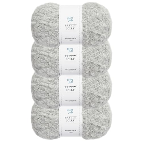 Pretty Jolly 4 Knäuel Schlaufengarn - Weiches Bouclé-Garn Mit Kleiner Schlaufe für Bastelarbeiten, Häkeln, Stricken - Modegarn, Fingergewicht, 4 x 140 m von Pretty Jolly
