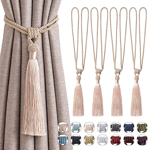 Pretty Jolly Langen Quasten Vorhang-Raffhalter Handmade geflochtene Seil Knoten drapierte Raffhalter Elegante dekorative Vorhanghalter für Zuhause und Büro, Dunkelbeige, 4 Stück Pretty Jolly Langen Quasten Vorhang-Raffhalter Handmade geflochtene Seil Knoten drapierte Raffhalter Elegante dekorative Vorhanghalter für Zuhause und Büro, Dunkelbeige, 4 Stück von Pretty Jolly