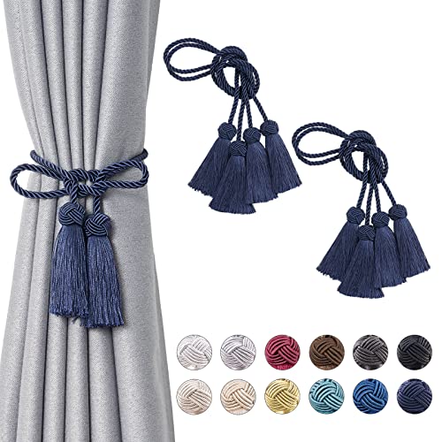 Pretty Jolly 4 Stück doppelte Quaste Vorhang Raffhalter handgemachte Seil Knoten drapieren Raffhalter Krawatte zurück Elegante dekorative Vorhanghalter für Haus & Büro Fenster Draperie (Dunkelblau) Pretty Jolly 4 Stück doppelte Quaste Vorhang Raffhalter handgemachte Seil Knoten drapieren Raffhalter Krawatte zurück Elegante dekorative Vorhanghalter für Haus & Büro Fenster Draperie (Dunkelblau) von Pretty Jolly