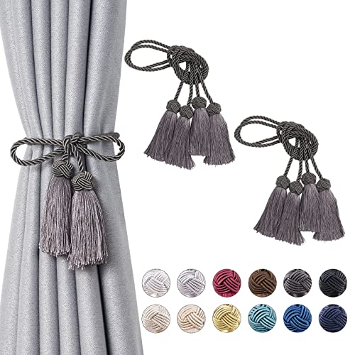Pretty Jolly 4 Stück doppelte Quaste Vorhang Raffhalter handgemachte Seil Knoten drapieren Raffhalter Krawatte zurück Elegante dekorative Vorhanghalter für Haus & Büro Fenster Draperie (Dunkelgrau) Pretty Jolly 4 Stück doppelte Quaste Vorhang Raffhalter handgemachte Seil Knoten drapieren Raffhalter Krawatte zurück Elegante dekorative Vorhanghalter für Haus & Büro Fenster Draperie (Dunkelgrau) von Pretty Jolly