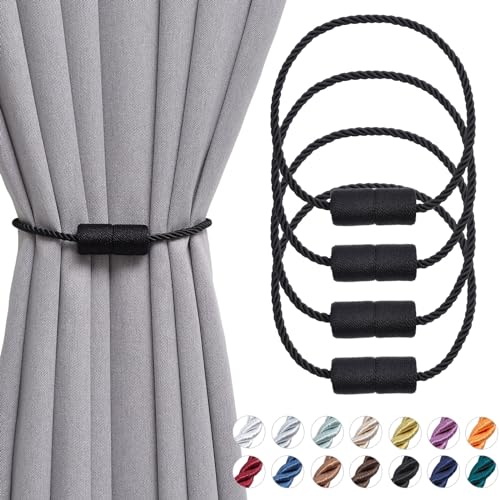 Pretty Jolly magnetische Vorhang Raffhalter handgefertigtes Gewebe Seil Vorhang-Raffhalter Einfachheit dekorative Vorhang drapieren Krawatte zurück für Haus & Büro Fenster Drapery, Schwarz, 4 Stück Pretty Jolly magnetische Vorhang Raffhalter handgefertigtes Gewebe Seil Vorhang-Raffhalter Einfachheit dekorative Vorhang drapieren Krawatte zurück für Haus & Büro Fenster Drapery, Schwarz, 4 Stück von Pretty Jolly