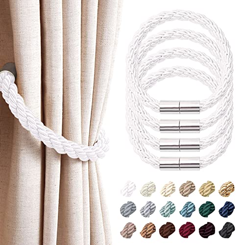 Pretty Jolly 4 Stück starke magnetische Vorhang-Raffhalter, moderner, einfacher Stil, Vorhanghalter, praktisch, dekoratives Gewebe, für dünne oder dicke Fenstervorhänge für Zuhause und Büro (weiß) von Pretty Jolly